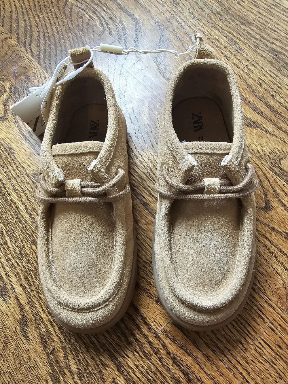 Zara Kids Tan Suede Boat Shoes